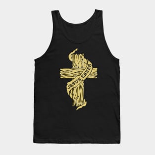 Wooden cross and the inscription "Jesus saves" Tank Top